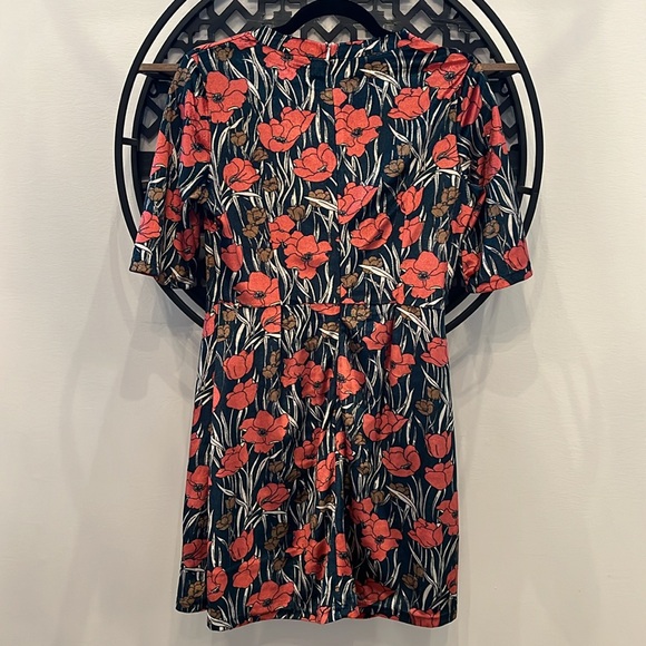 Hide & Seek Velour Green and Coral Poppy Dress - Picture 2 of 3